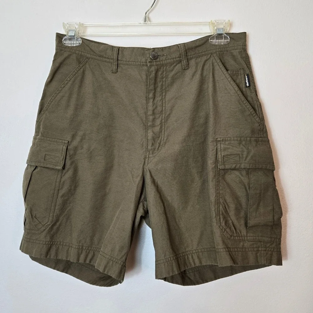 Vintage Y2K REI Mens Cargo Shorts Olive Green‎ Nylon Cotton Hiking Outdoor Sz 34